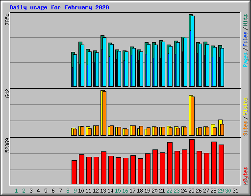 Daily usage for February 2020