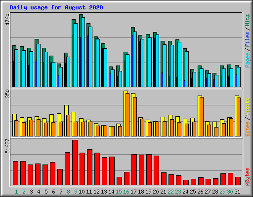 Daily usage for August 2020