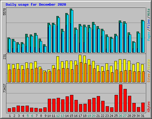 Daily usage for December 2020