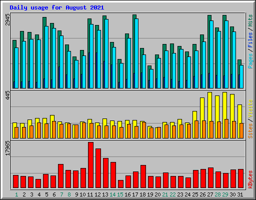 Daily usage for August 2021