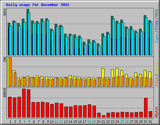 Daily usage for December 2021