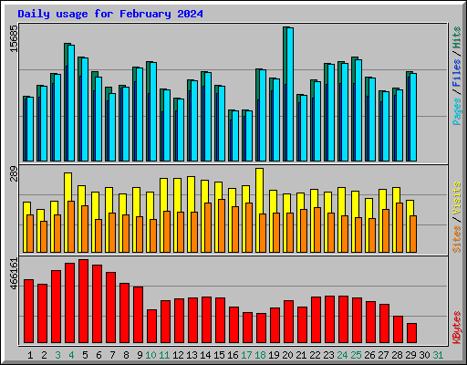 Daily usage for February 2024