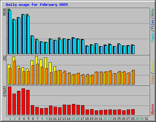 Daily usage for February 2025