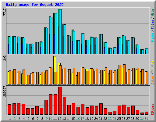 Daily usage for August 2025